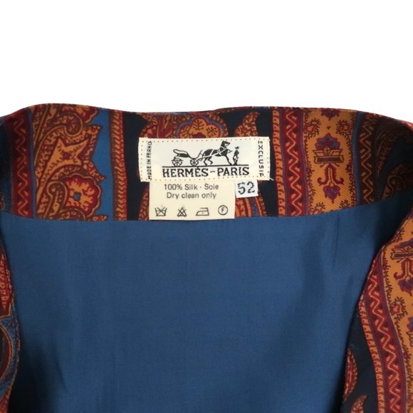 vtg HERMES paisley print Silk vest F 52 US 42 Large - Picture 2 of 4